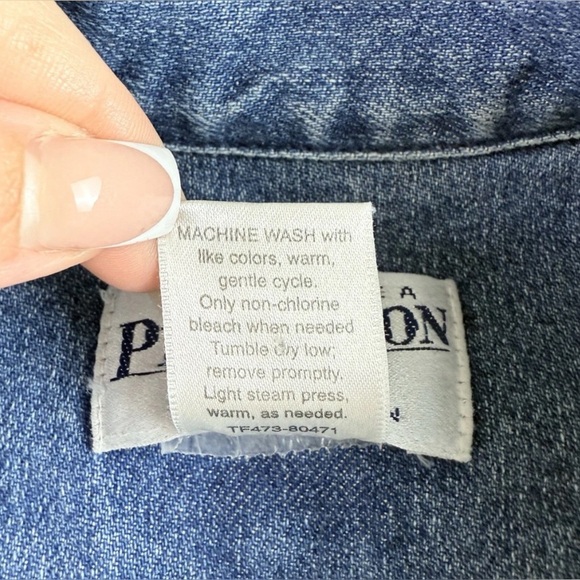 Pendleton Denim Vest Womens Large Blue Embroidered Beaded Floral Cowgirl Western - Picture 11 of 16